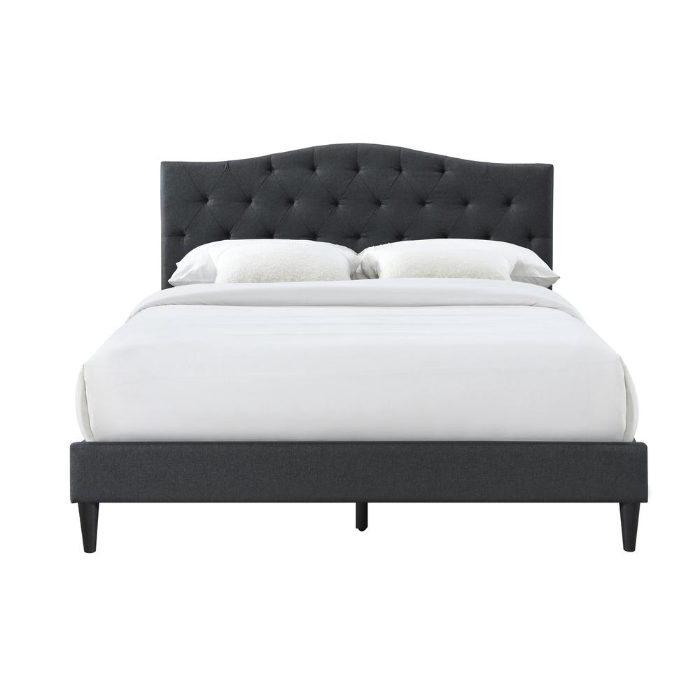 Unbranded Driftwood Charcoal Gray Upholstered Queen Platform Bed with