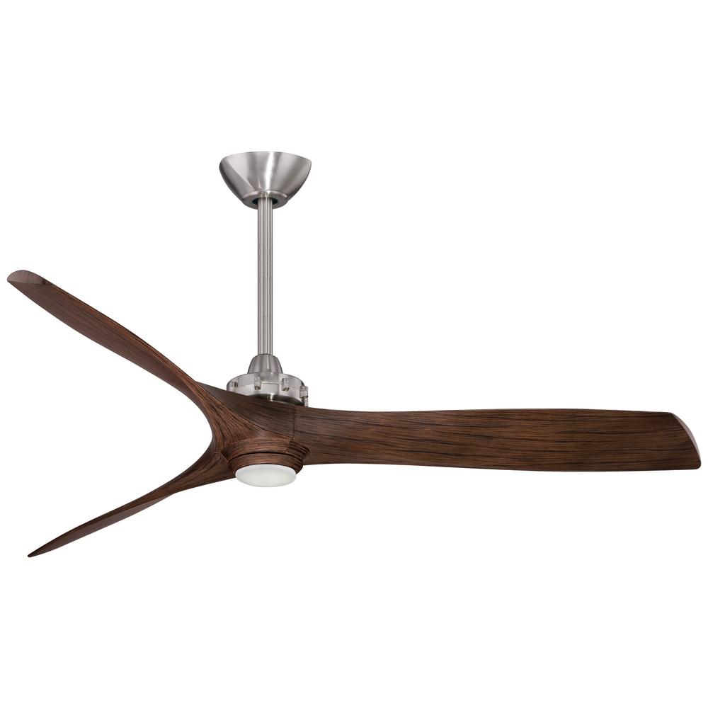 Minka Aire Aviation 60 In Integrated Led Indoor Brushed Nickel And Medium Maple Ceiling Fan With Light With Remote Control