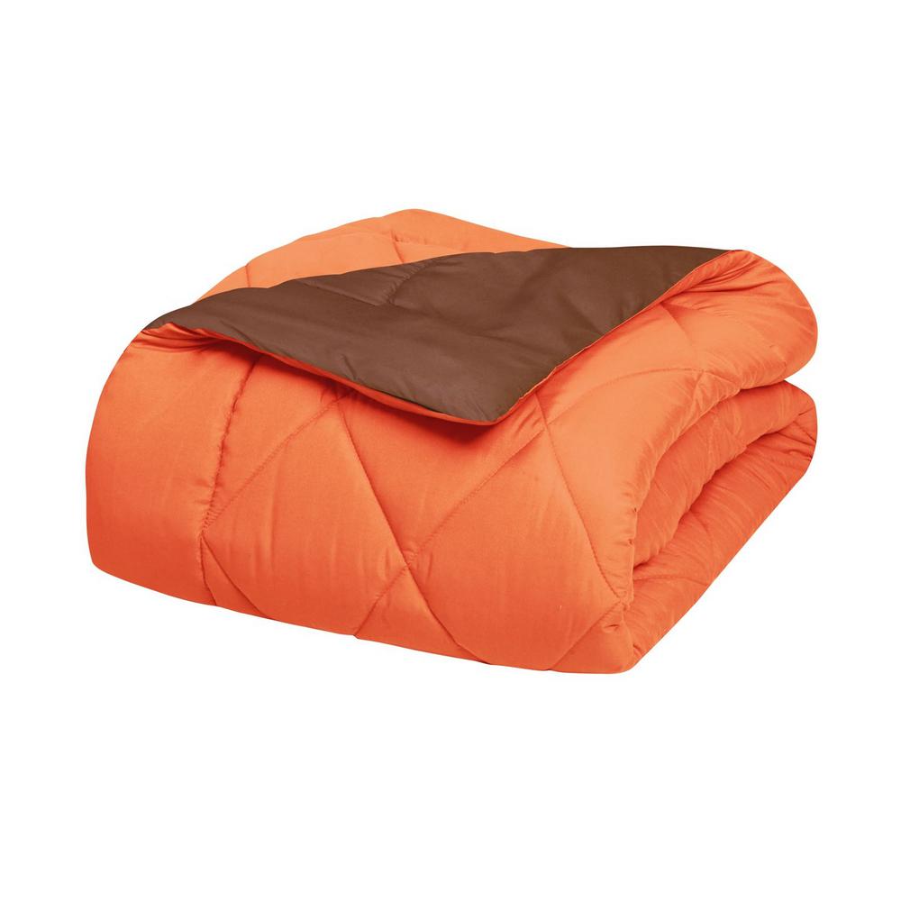 Elegant Comfort Down Alternative Orange And Chocolate Reversible
