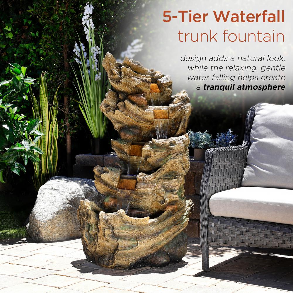 53 Inch Tall Brown Alpine Corporation TZL134 5-Tier Water Fall Fountain