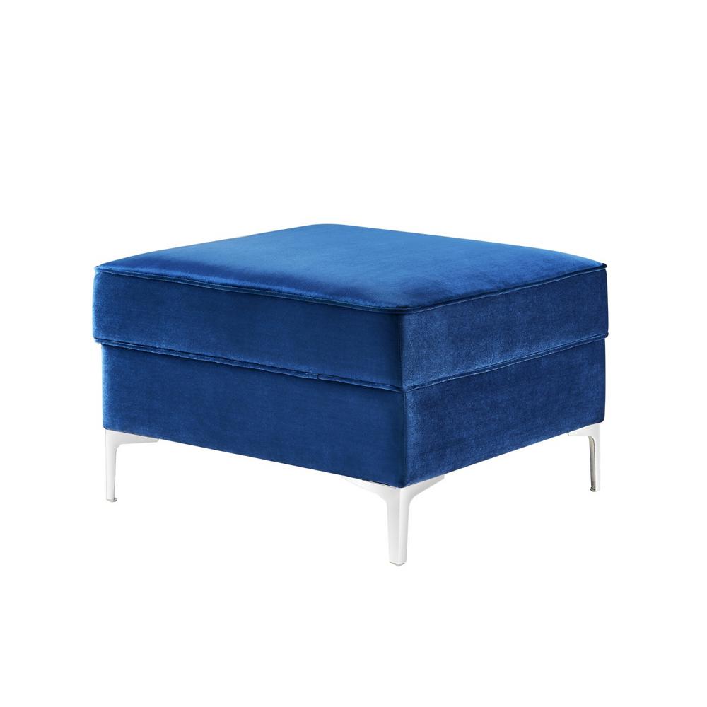 Inspired Home Olivia Grey Velvet Metal YLeg Square Storage Ottoman