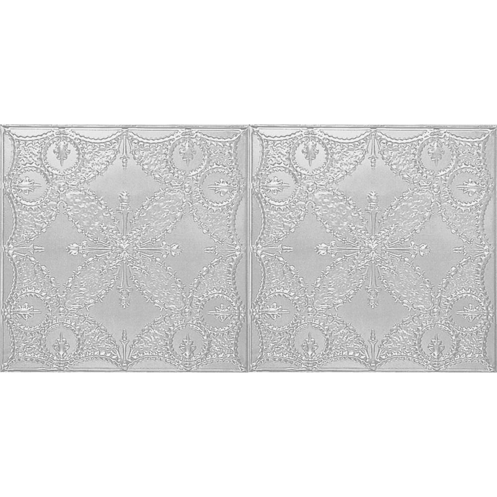 Shanko 2 Ft X 4 Ft Nail Up Tin Ceiling Tile In Powder Coated White 24 Sq Ft Case