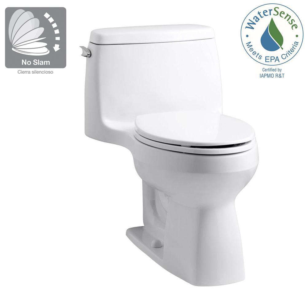 Kohler Santa Rosa Comfort Height 1 Piece 1 28 Gpf Single Flush Compact Elongated Toilet With Aquapiston Flush In White 3810 0 The Home Depot