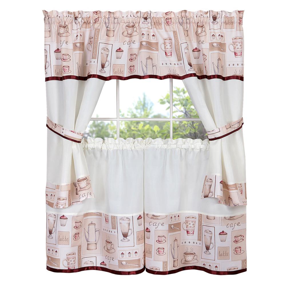 Achim Cappuccino Multicolor Polyester Embellished Tier Valance