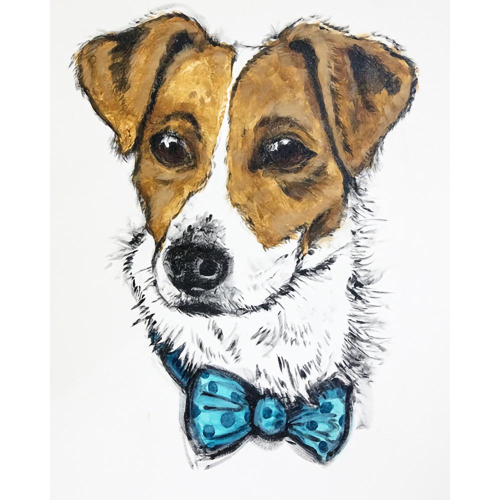 Canvas Candy 16 in. x 20 in. "Sir Jack Russel" by Mat Printed and Painted Canvas Wall ArtCV
