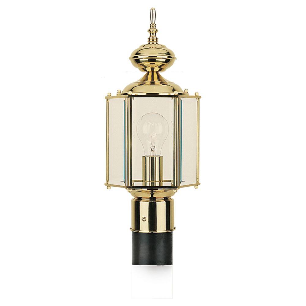 Brass Post Lighting Outdoor The Home Depot Classico 1 Light Polished Brass Outdoor Post Top Black