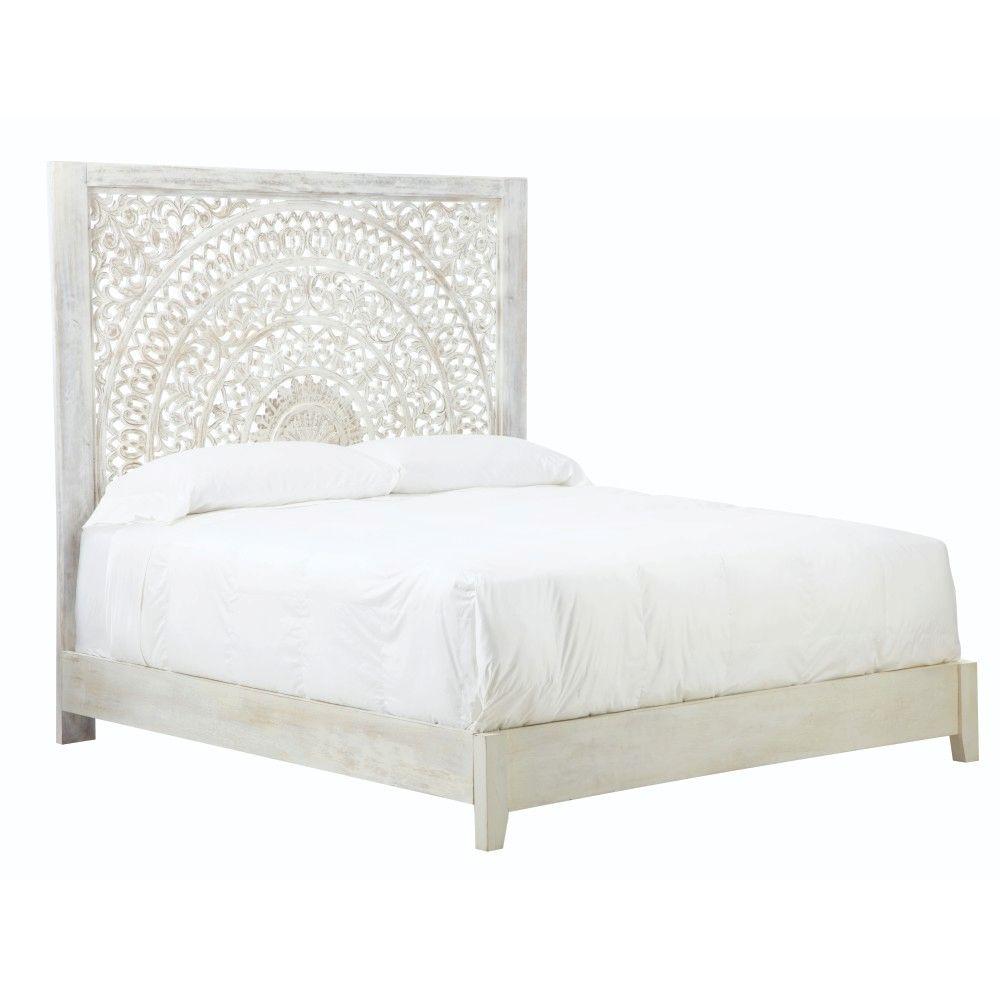 Chennai White Wash King Platform Bed