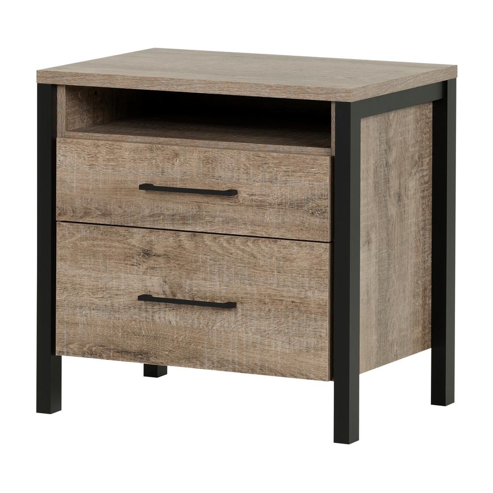 South Shore Munich 2Drawer Weathered Oak Nightstand10493 The Home Depot