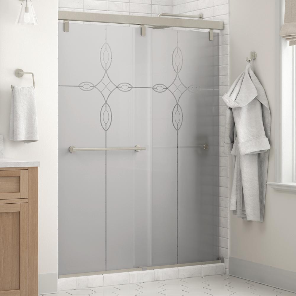 Delta Silverton 60 X 71 1 2 In Frameless Mod Soft Close Sliding Silverton 60 X 71 1 2 In Frameless Mod Soft Close Sliding Shower Door Nickel With 4 6mm Tranquility Glass