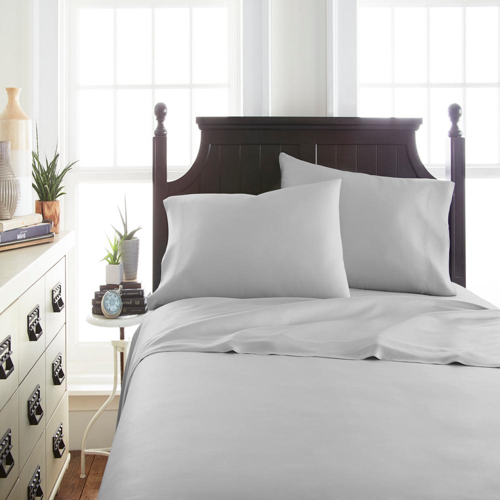 Reviews For Becky Cameron Bamboo 4 Piece Light Gray King Bed Sheet Set Ieh 4pc Bam K Lg The Home Depot