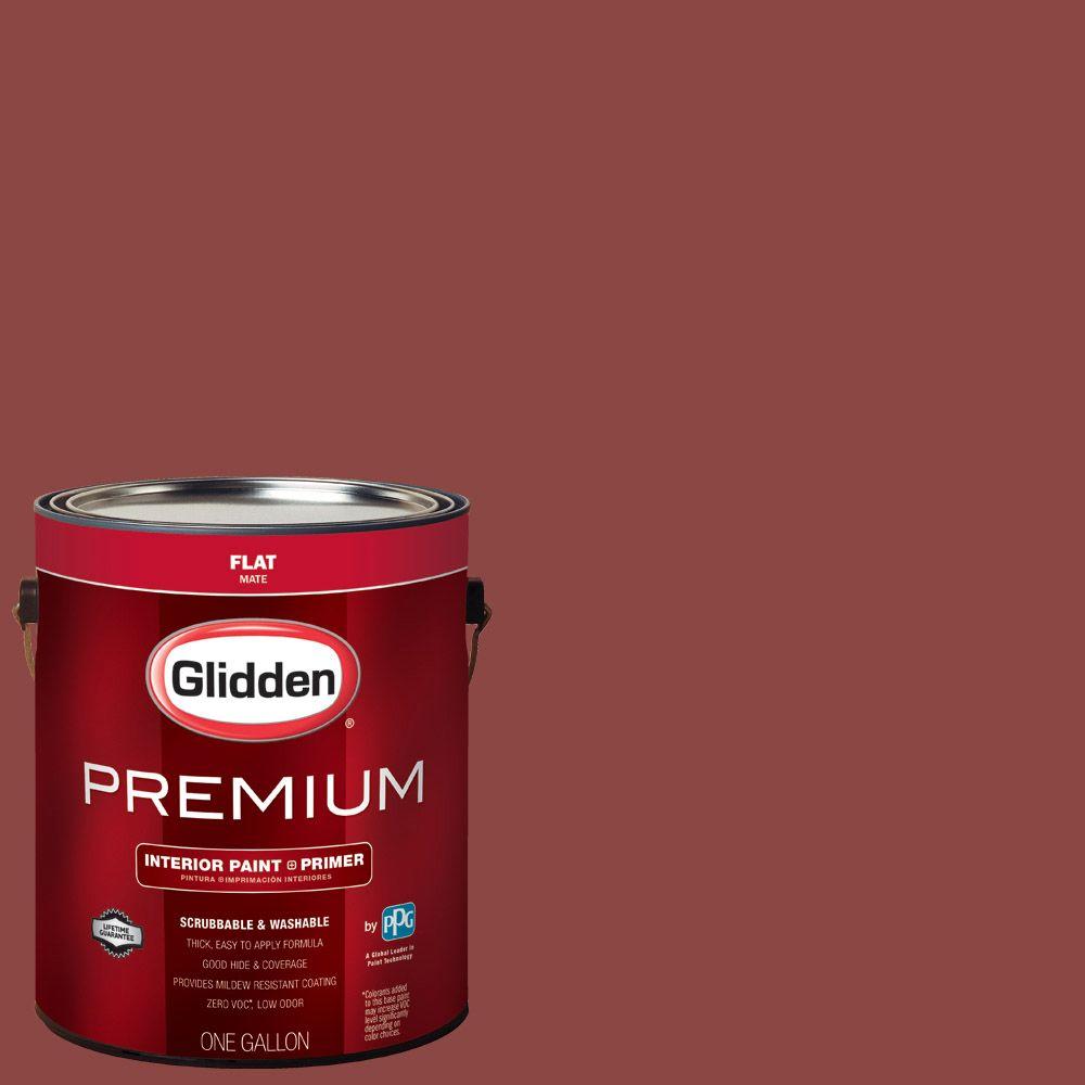 Glidden Premium 1 Gal Hdgr64 Rusty Red Flat Interior Paint With Hdgr64 Rusty Red Flat Interior Paint With Primer