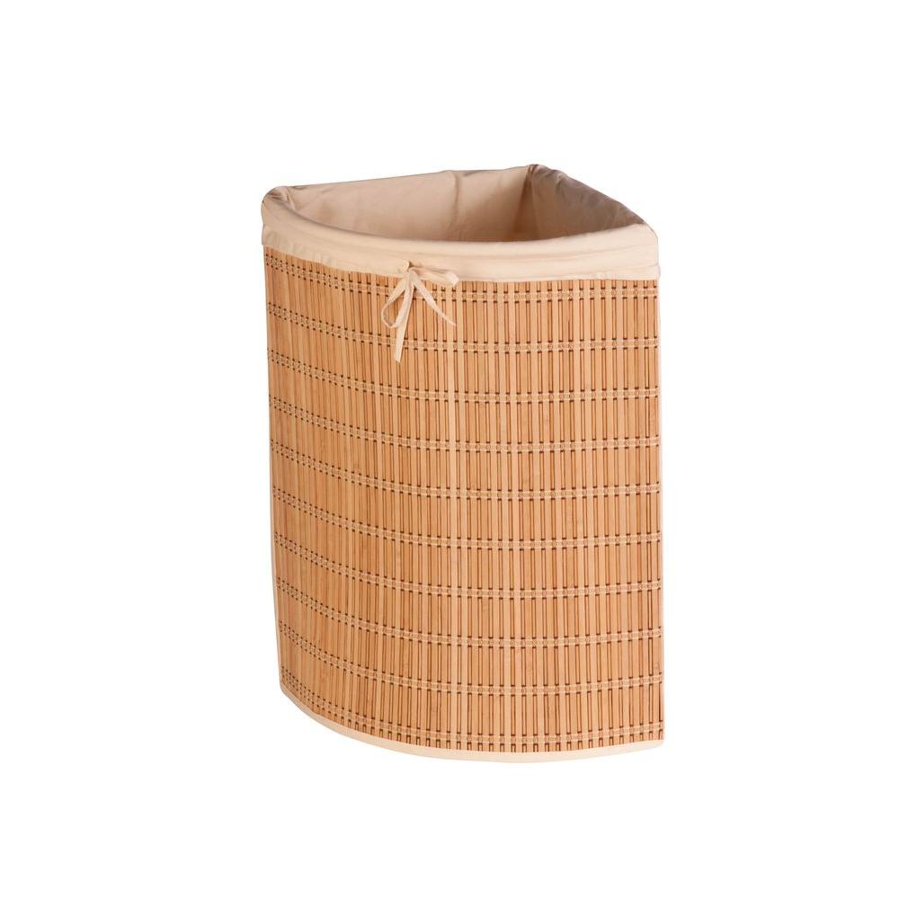 wooden corner laundry basket