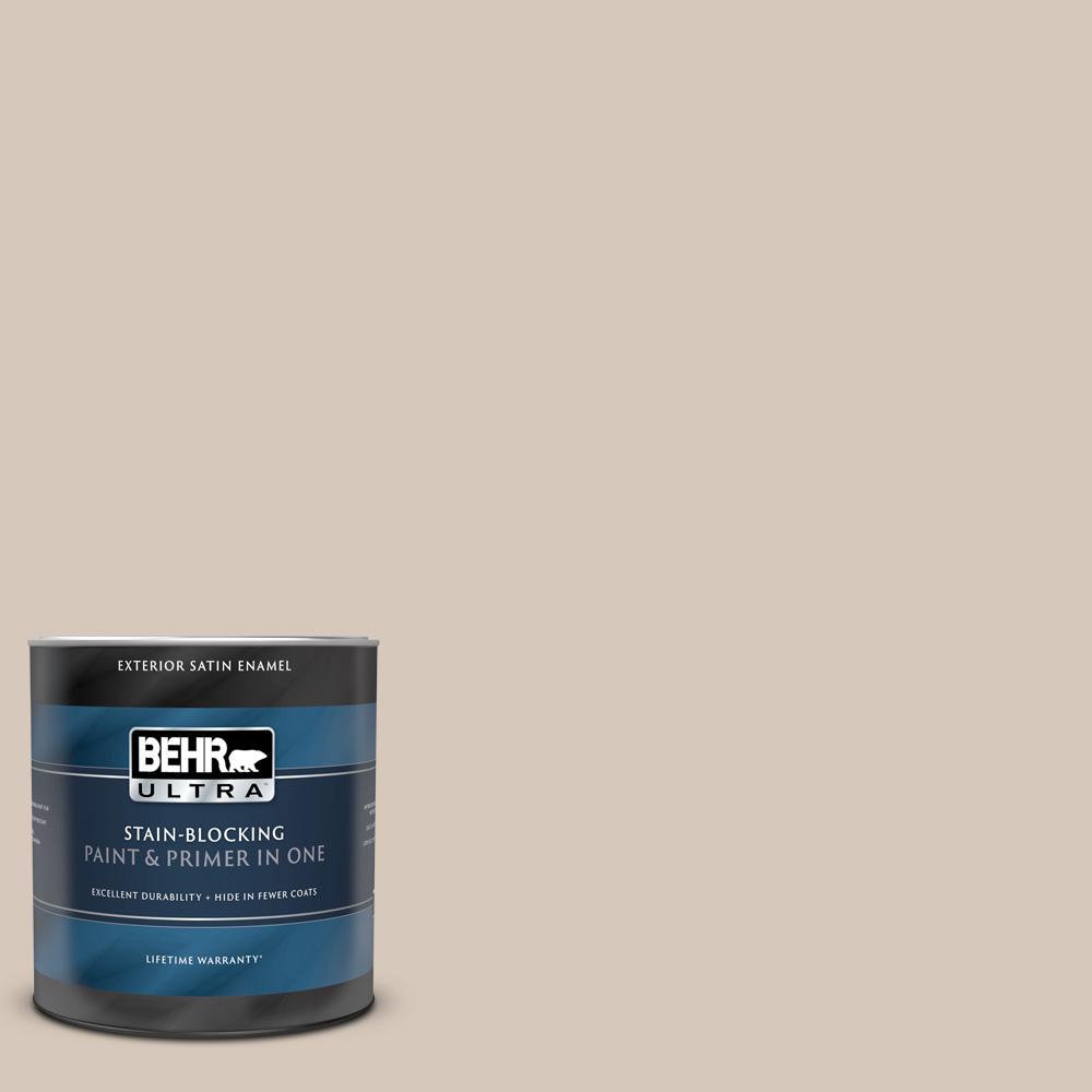 BEHR ULTRA 1 qt. PPU512 Almond Wisp Satin Enamel Exterior Paint and