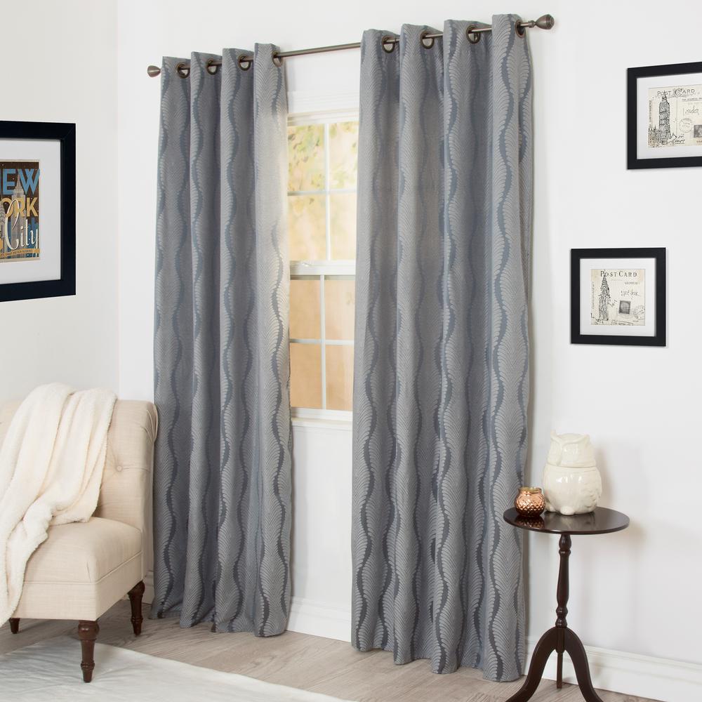 Lavish Home SemiOpaque Angelina Gray Jacquard Curtain 56 in. W x 84
