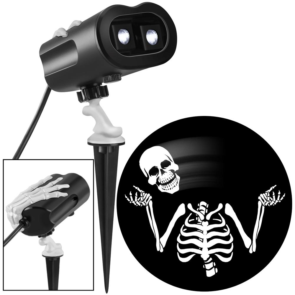 LightShow Halloween White Grimmotion Skeleton with Moving Head