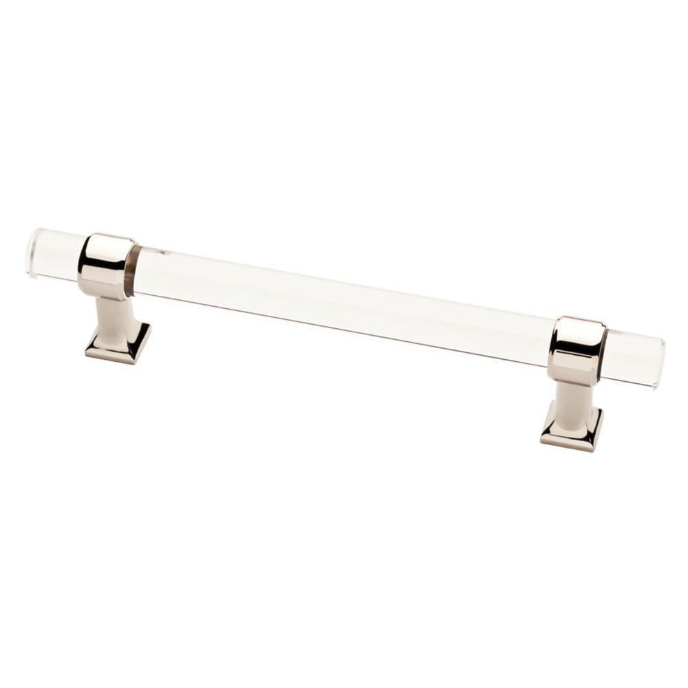 Liberty 3 in. (76mm) Polished Nickel and Clear Acrylic Bar Drawer Pull