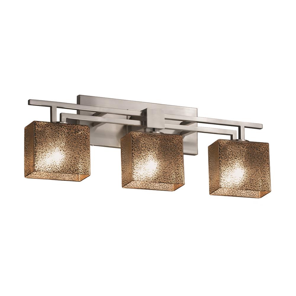 Justice Design Fusion Aero 3 Light Brushed Nickel Bath Light With Mercury Glass Shade Fsn 8703 55 Mror Nckl The Home Depot