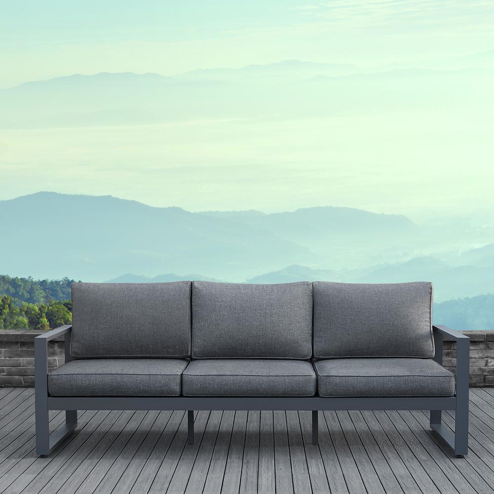 Real Flame Baltic Gray Aluminum Outdoor Sofa with Gray Cushions-9621-GRY - The Home Depot