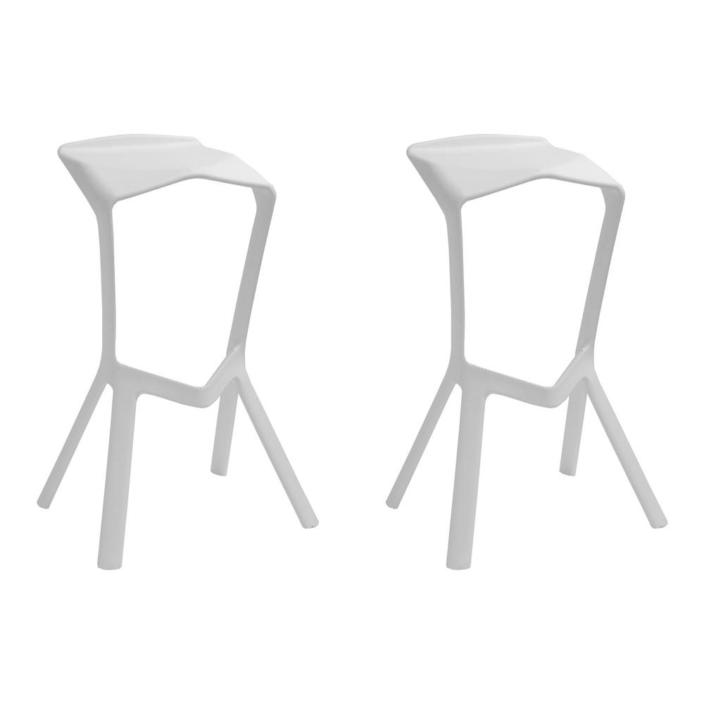 Mod Made 32 in. White Aspect Modern Plastic Bar Stool (Set of 2)MMBC