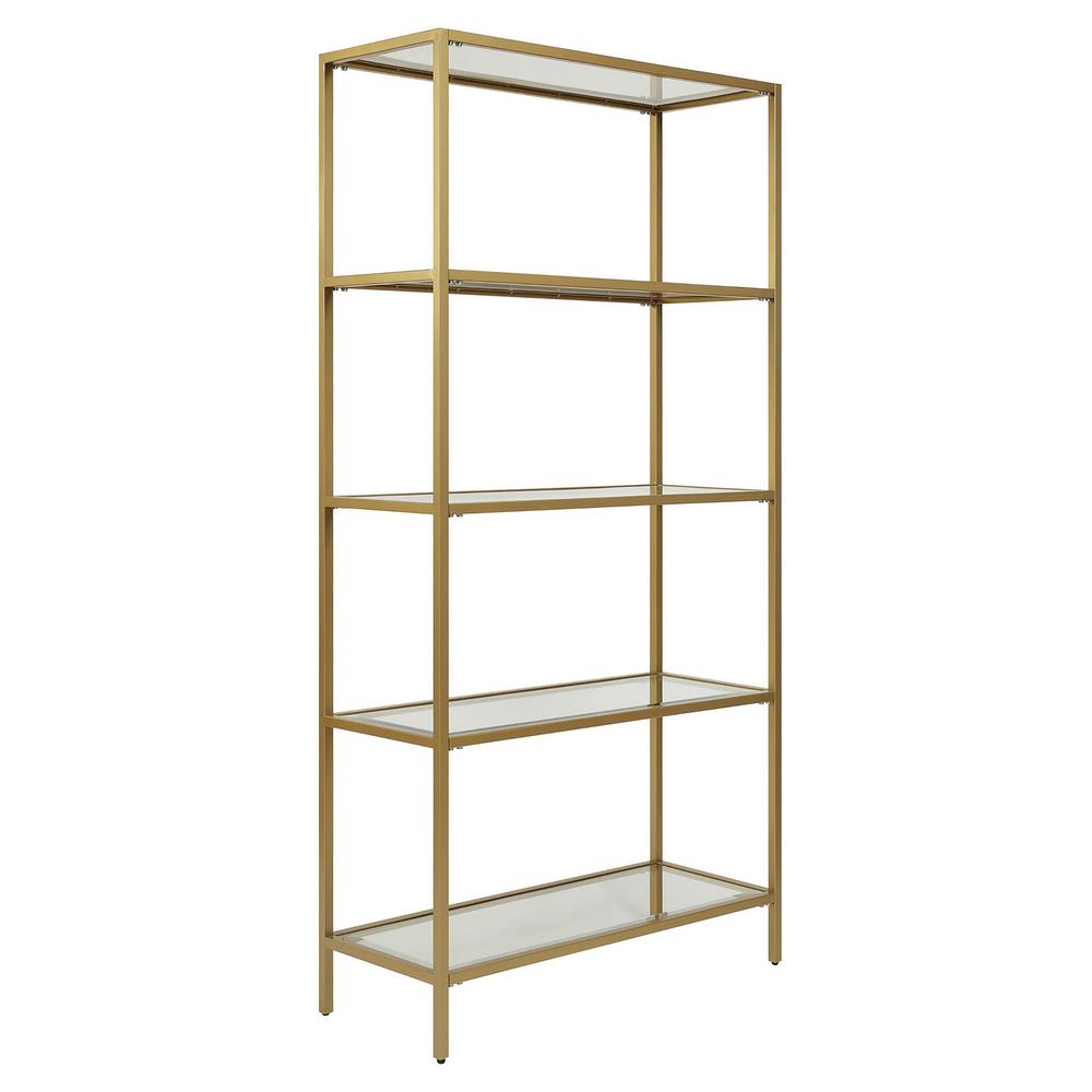 Carolina Cottage 72 In Gold Clear Metal 5 Shelf Etagere Bookcase