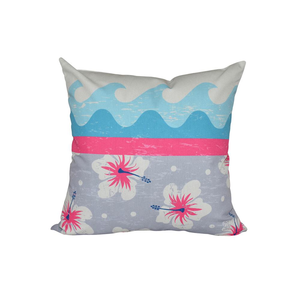 16 In X Pink Surf Sand And Sea Fl Print Pillow Pink Surf Sand And Sea Fl Print Pillow