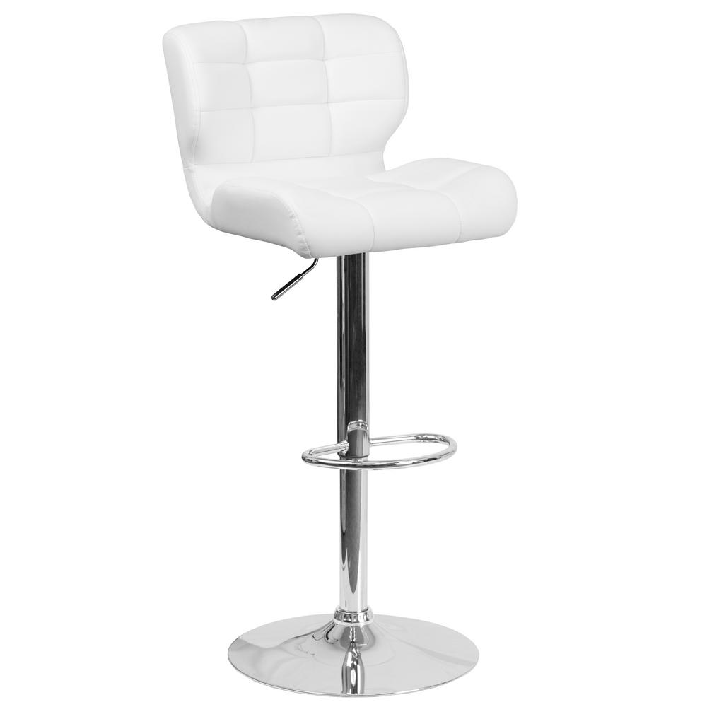 Flash Furniture Adjustable Height White Cushioned Bar StoolSDSDR2510WH