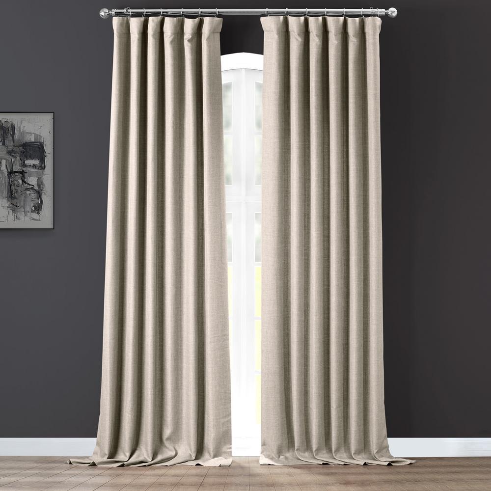 Exclusive Fabrics & Furnishings Taupe Grey Gray Italian Faux Linen Room Darkening Curtain 50