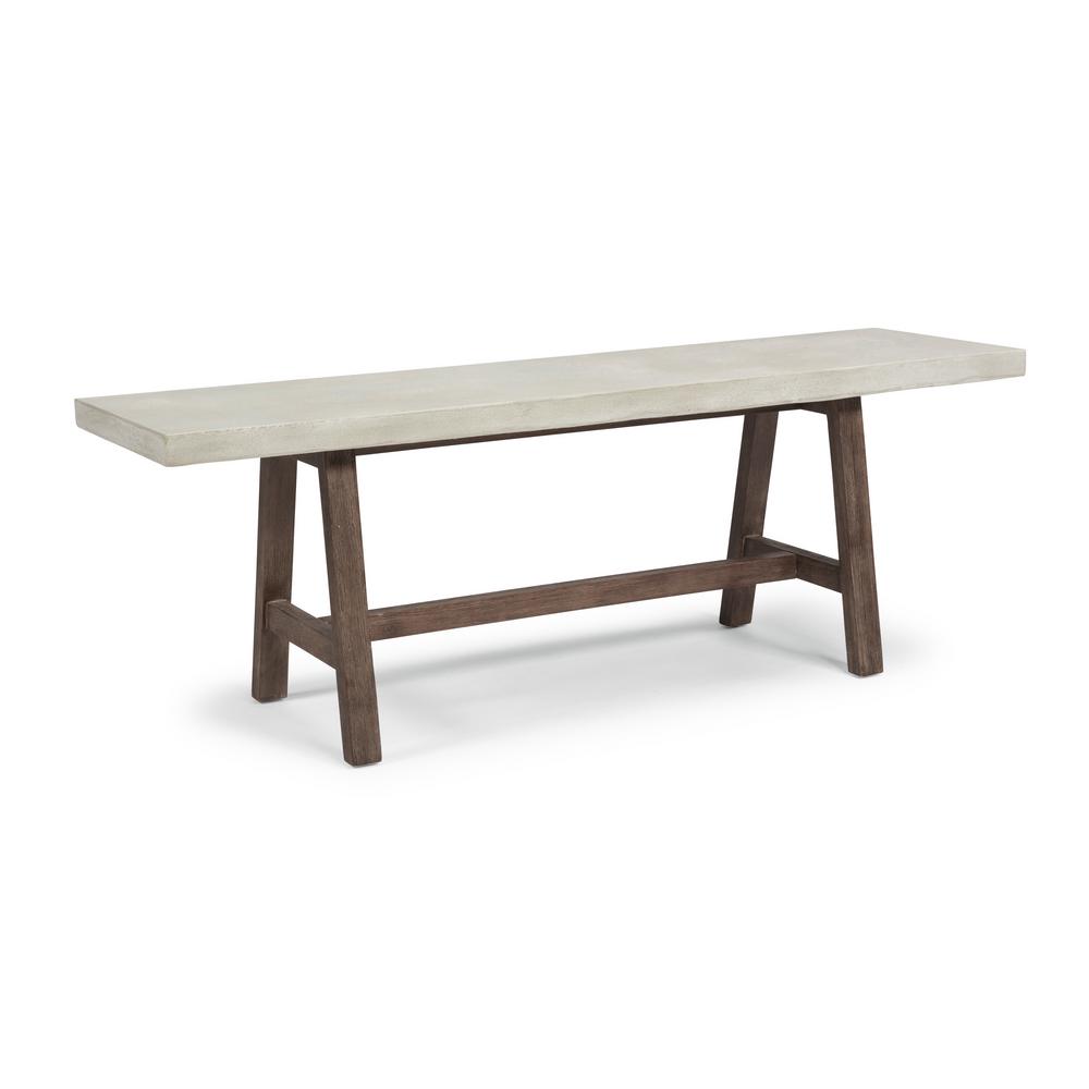 Home Styles Concrete Chalky White and Brown Chic Trestle Bench 513429