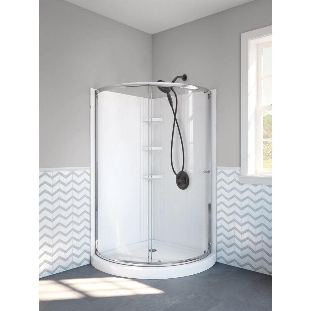 Delta 38 in. L x 38 in. W x 70 in. H 3Piece Corner Drain Base/Wall