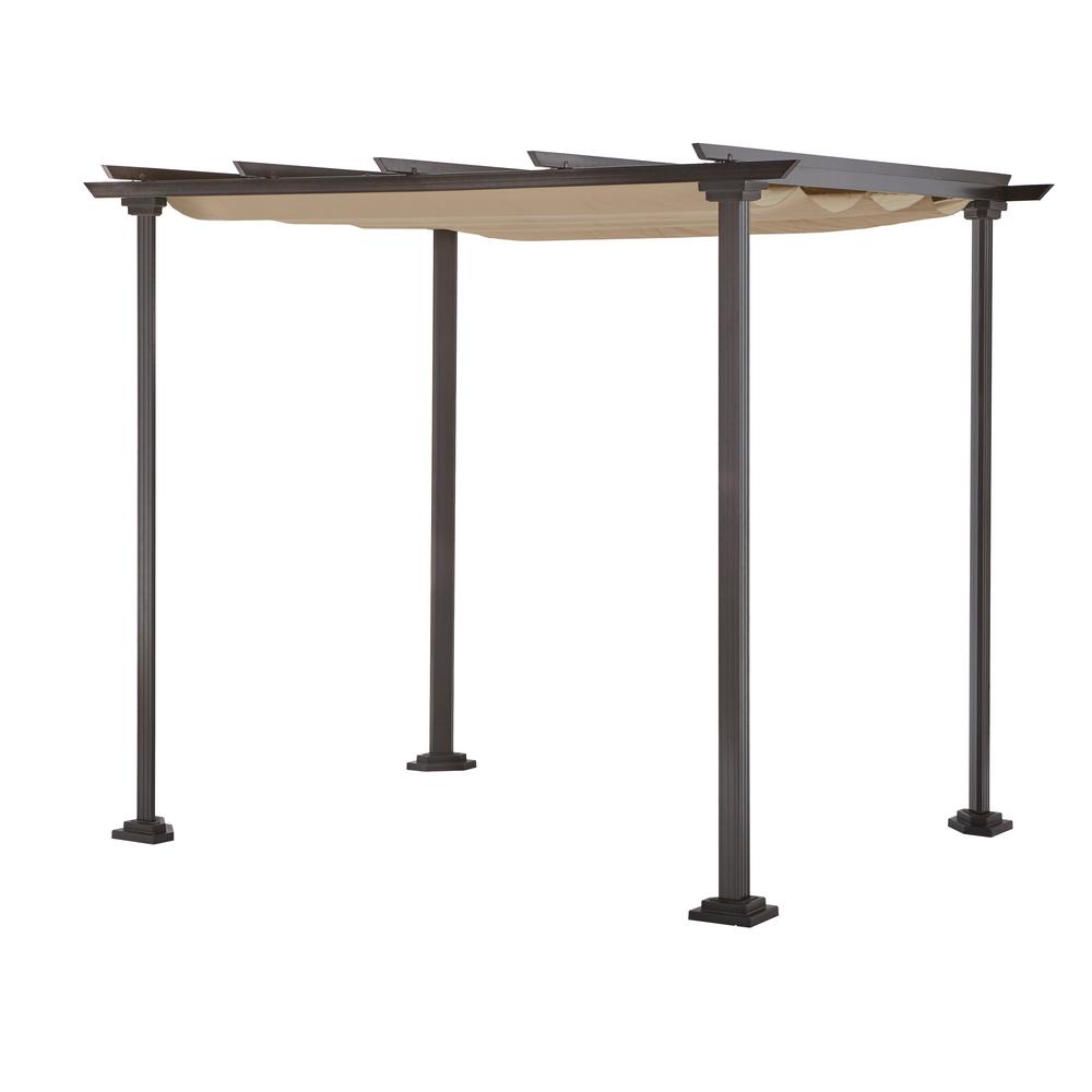 Hampton Bay Toulon 10 ft. x 8 ft. Steel Pergola Gazebo with Flat Roof5LGZ131980 The Home Depot