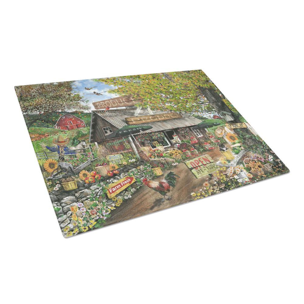 Carolines Treasures The Produce Fruit Stand Tempered Glass Large Cutting Board, Multi-Color