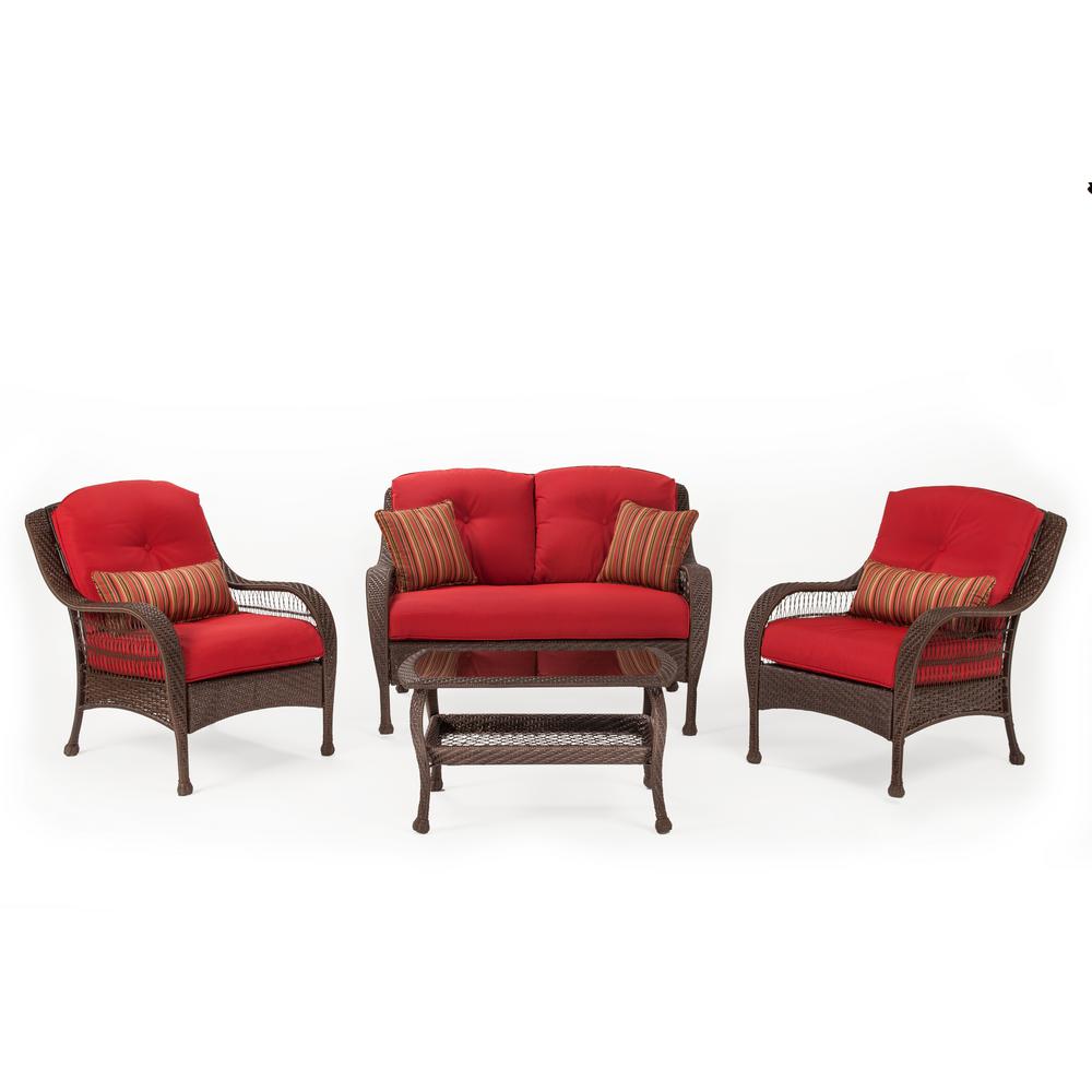 LaZ Boy Bristol 4Piece Wicker Outdoor Seating Set with Essence CushionHBRI4PC The