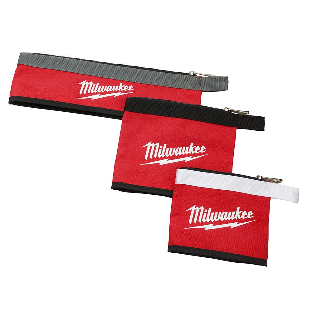 Milwaukee Zipper Tool Pouches Bags 14, 8, and 6 in. StandUp Base