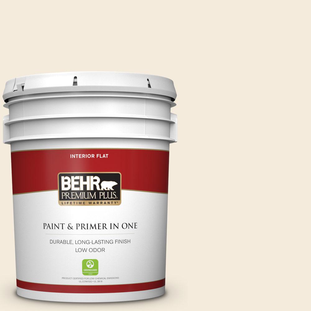 BEHR Premium Plus 5 gal. PPU510 Heavy Cream Flat Low Odor Interior