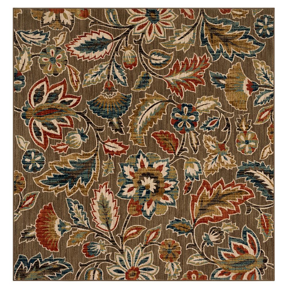 Home Decorators Collection Elyse Taupe 8 ft. Square Floral Area Rug 709365 The Home Depot