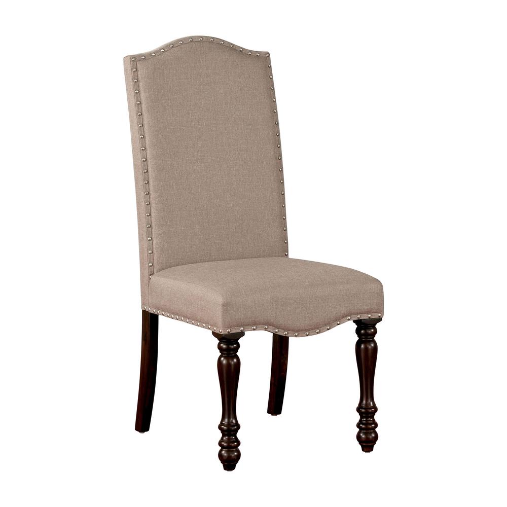Furniture Of America Hailo Espresso And Beige Side Chairs Set Of 2 Idf 3738sc The Home Depot
