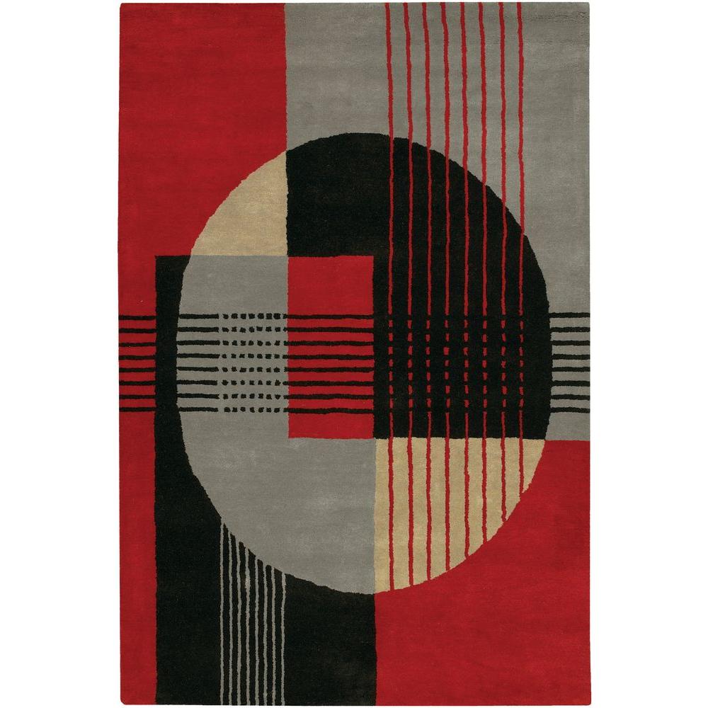 Chandra Daisa Red Black Grey 5 Ft X 8 Indoor Area Rug