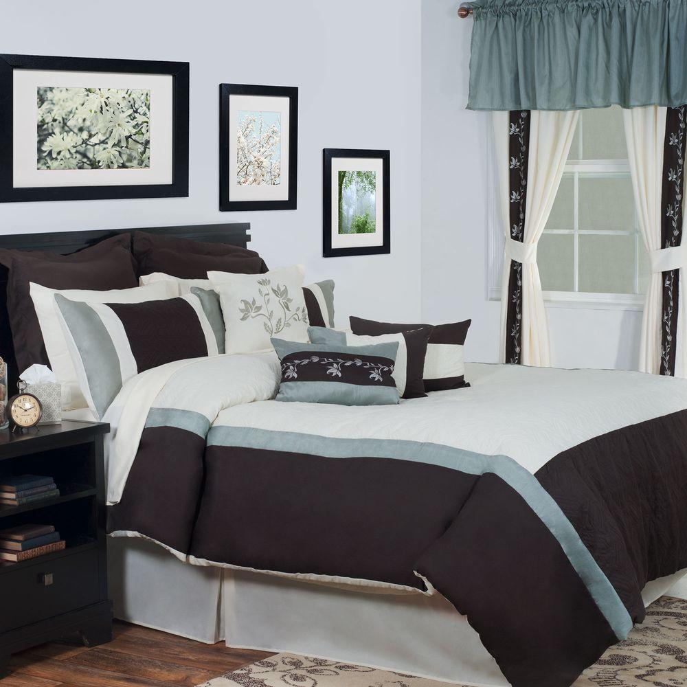 Details About Queen Size Bed In A Bag 24 Piece Compete Bedroom Ensemble Machine Washable Linen
