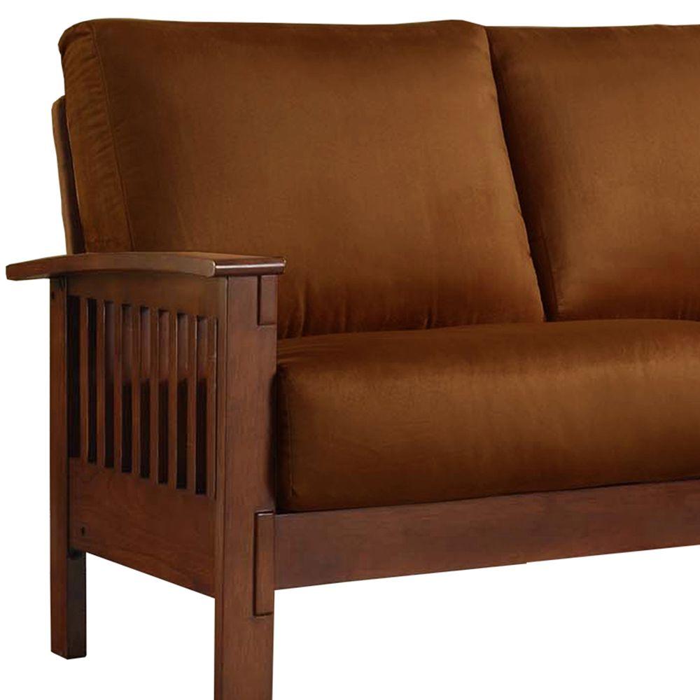 HomeSullivan Preston Rust Microfiber Loveseat 4099122RU The Home Depot