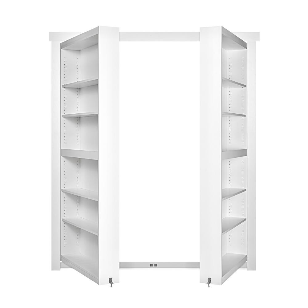 The Murphy Door 48 In X 80 In Flush Mount Assembled Paint Grade White Out Swing Solid Core Interior French Bookcase Door