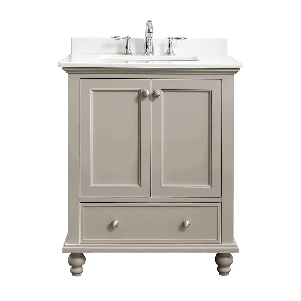 Home Decorators Collection Orillia 30 In W X 22 In D Vanity In Greige With Marble Vanity Top In White With White Sink Orillia 30g The Home Depot