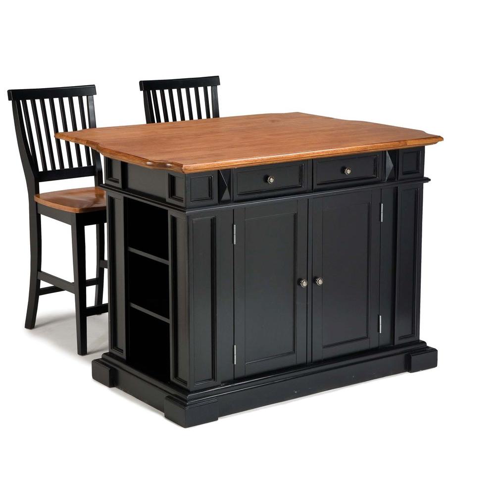 Home Styles Americana Black Kitchen Island With Seating 5003 948