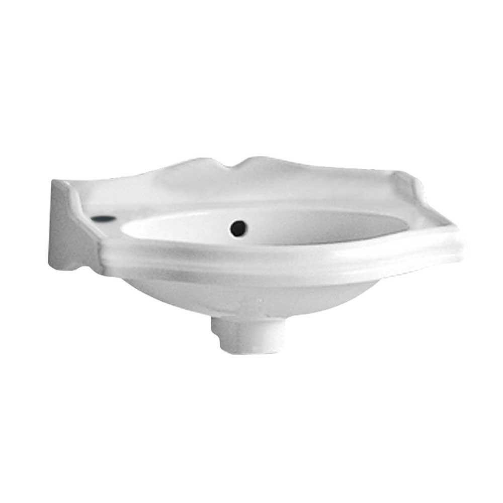 Whitehaus Collection Isabella Wall Mounted Bathroom Sink With Single Hole On Left Side In White
