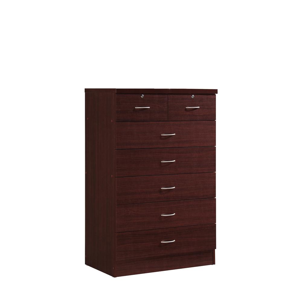 Photo 1 of 7-Drawer 48 in. H x 31.5 in. W x 18 in. D Chest of Drawer in Mahogany
PREVIOUSLY USED MISSING HARDWARE AND MINOR DENTS  TO BOARDS