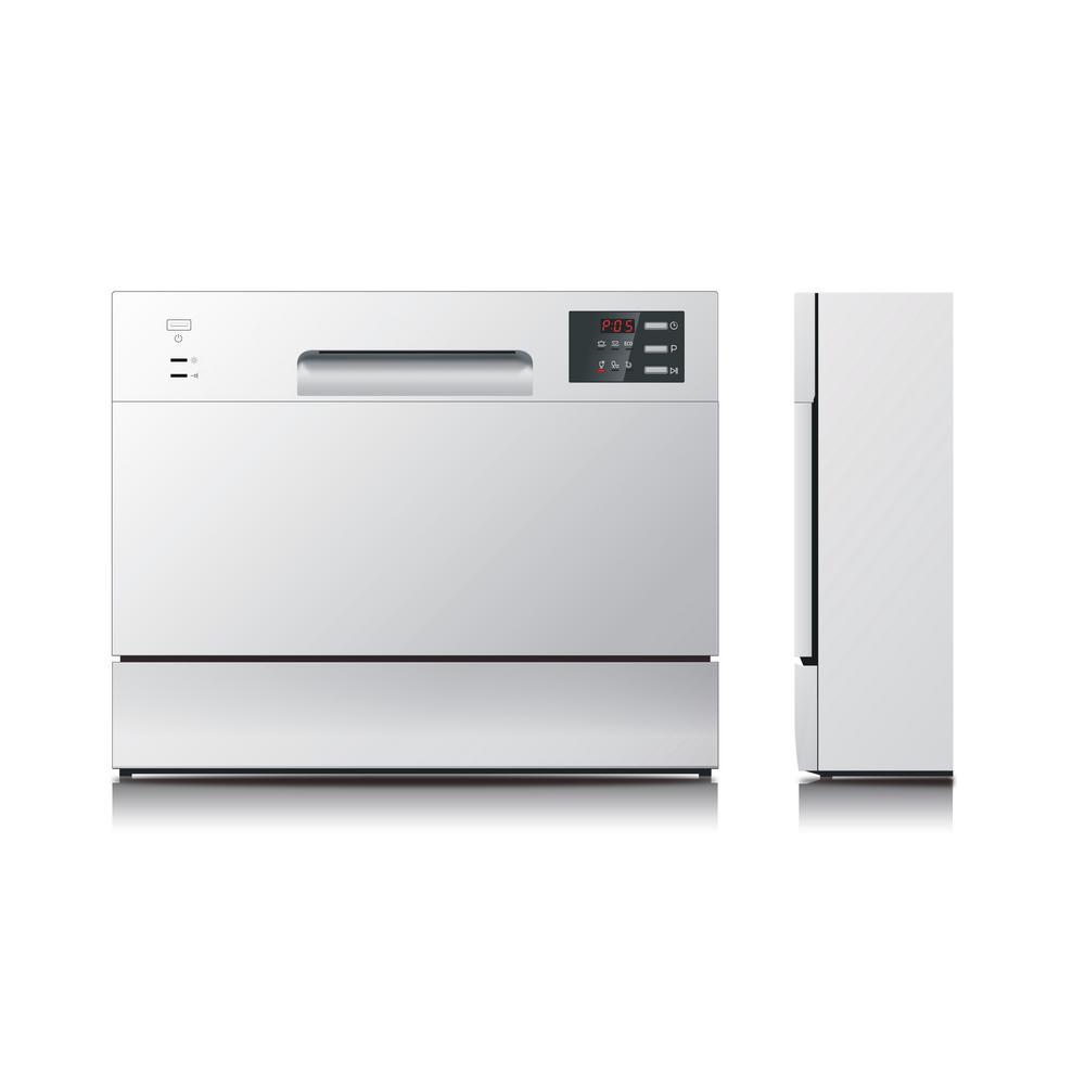 Spt Portable Countertop Dishwasher In Silver With Delay Start Led