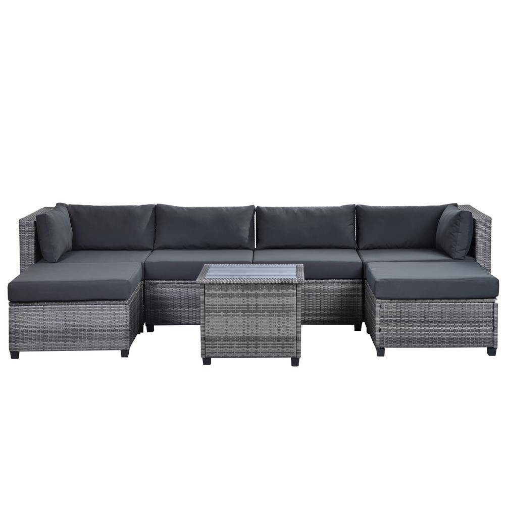 7 Piece Rattan Sectional Set With Cushions Home Design Images