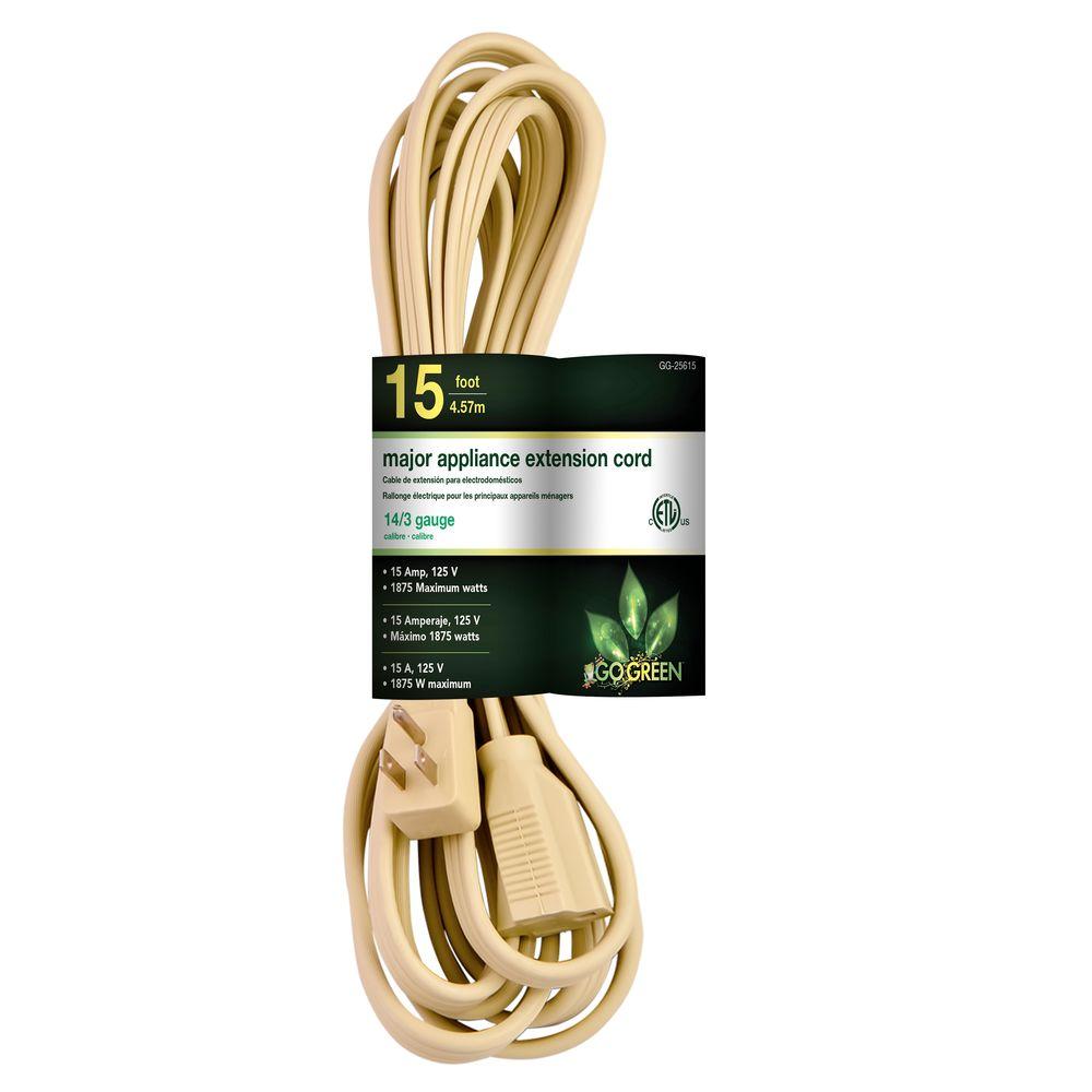 Power By Go Green 15 ft. 14/3 SPT A/C Extension Cord BeigeGG25615