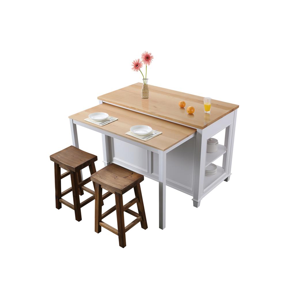 Design Element Medley White Kitchen Island With Slide Out Table Kd