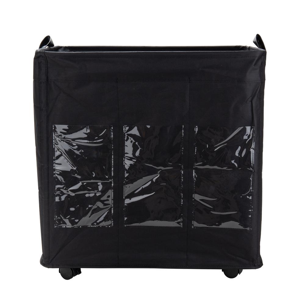 Mind Reader 105 L Black 3Section Rolling Laundry Hamper with Wheels