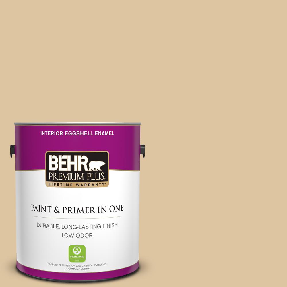 BEHR PREMIUM PLUS 1 gal. 320E3 Riviera Sand Eggshell Enamel Low Odor